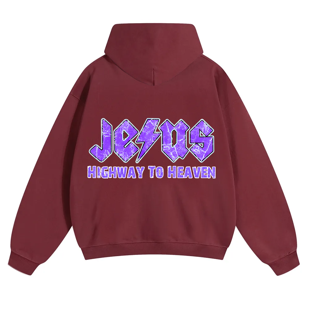 Jesus Highway To Heaven Unisex Solid Color Hoodie wearishow