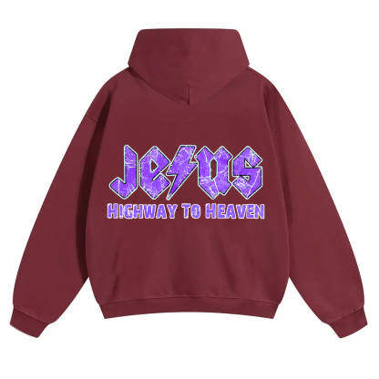 Jesus Highway To Heaven Unisex Solid Color Hoodie wearishow