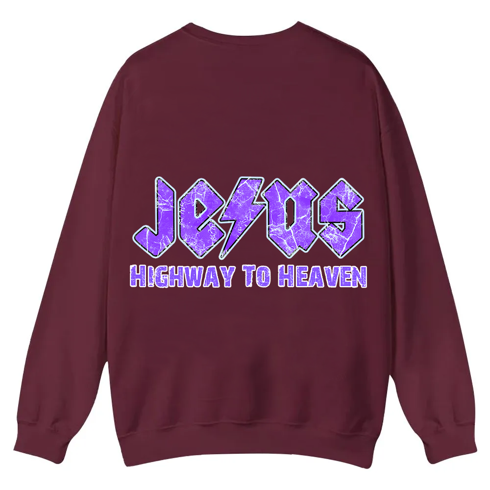 Jesus Highway To Heaven Casual Crewneck Sweatshirt wearishow