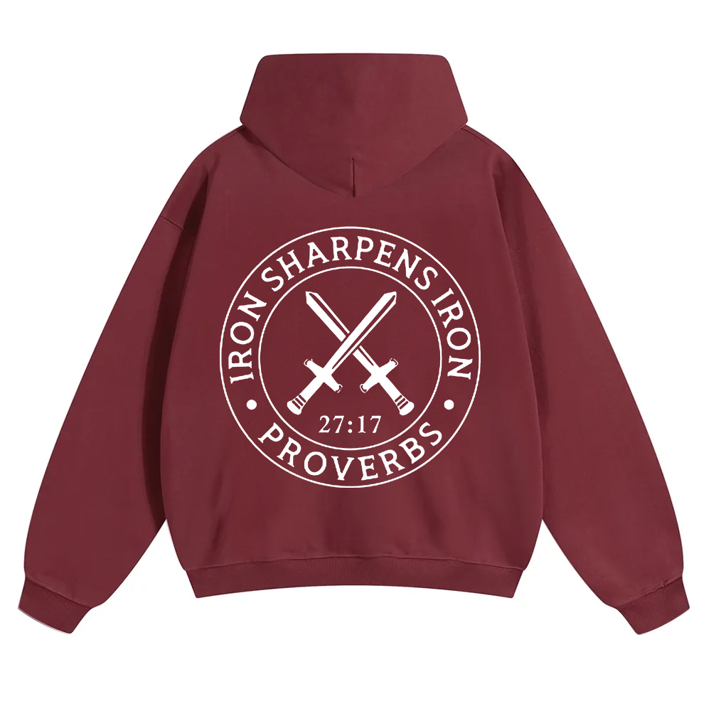Iron Sharpens Iron PRVOERBS 27:17 Christian Unisex Solid Color Hoodie wearishow