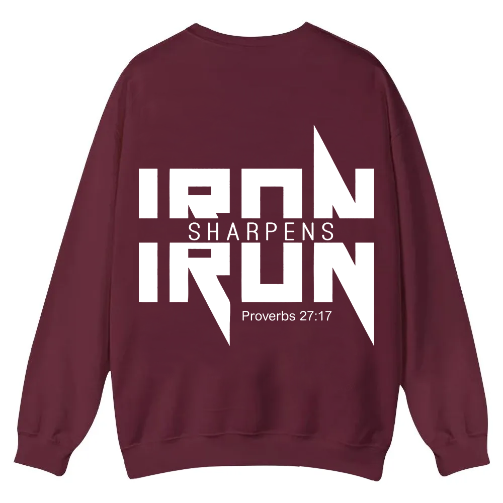 Iron Sharpens Iron Christian Casual Crewneck Sweatshirt wearishow