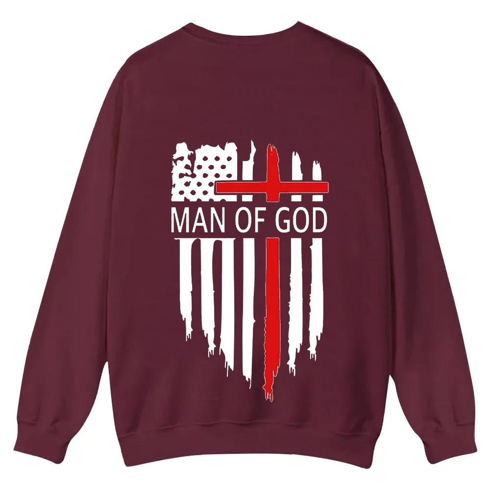 Man Of God Chrsitian Casual Crewneck Sweatshirt wearishow