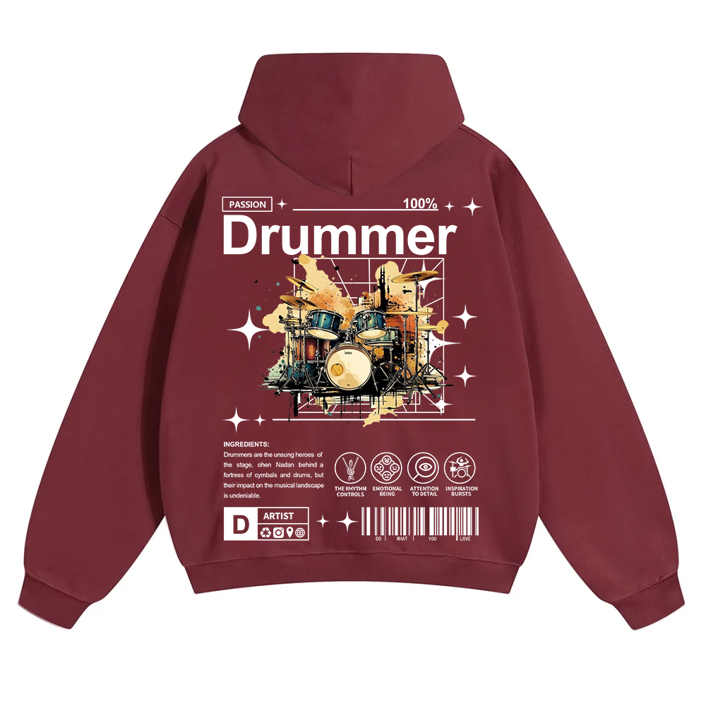 Drummer Unisex Solid Color Hoodie wearishow