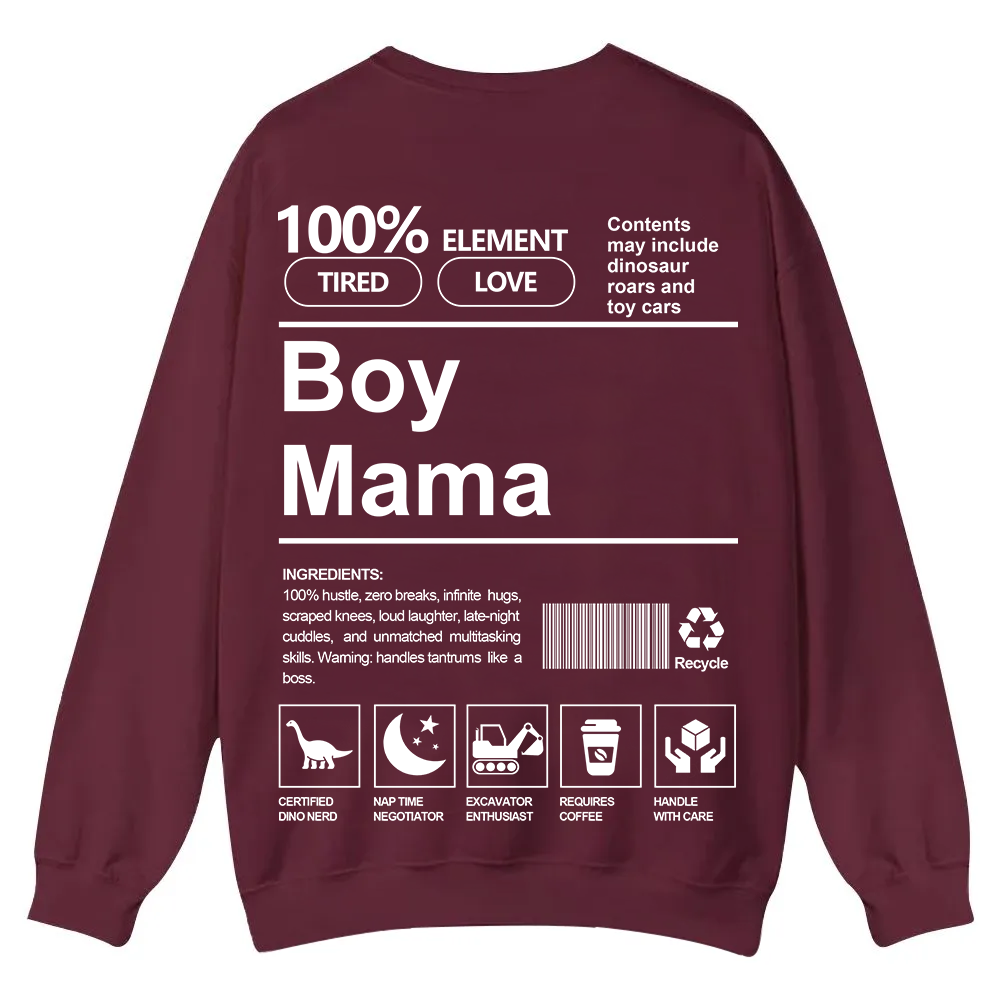 Boy Mama Casual Crewneck Sweatshirt wearishow