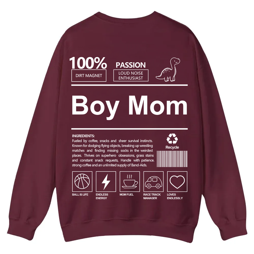 Boy Mom Casual Crewneck Sweatshirt wearishow