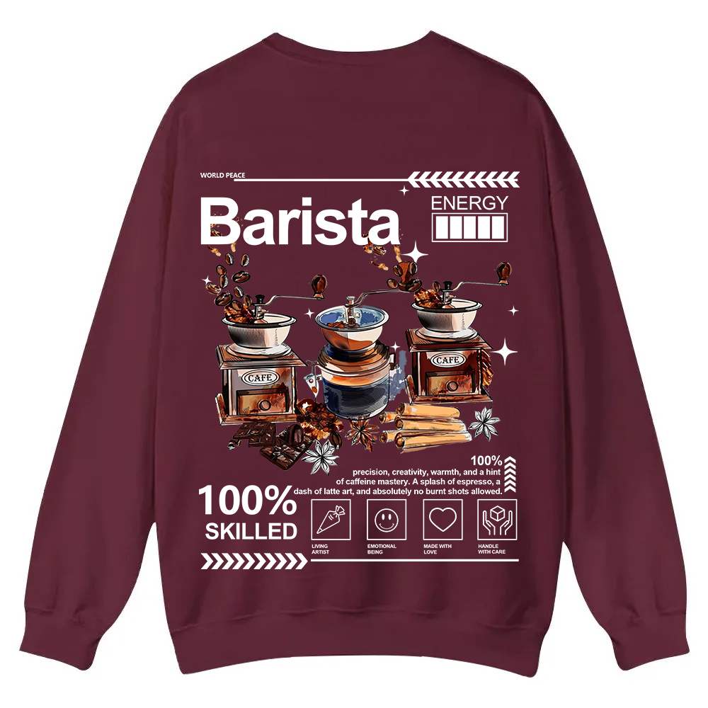 Barista Casual Crewneck Sweatshirt wearishow