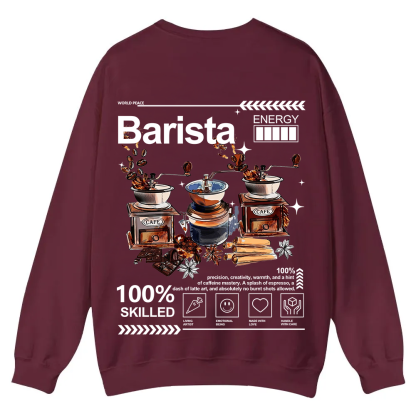 Barista Casual Crewneck Sweatshirt wearishow