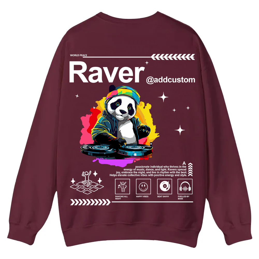 Addcustom Raver Casual Crewneck Sweatshirt wearishow