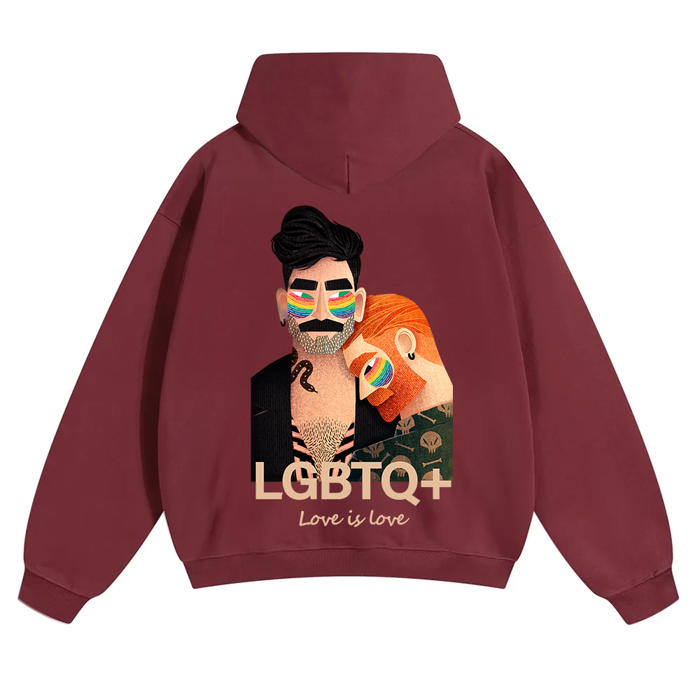 Lgbtq+ Love Is Love Unisex Solid Color Hoodie wearishow