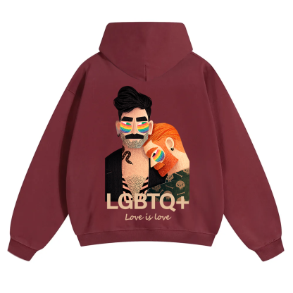 Lgbtq+ Love Is Love Unisex Solid Color Hoodie wearishow