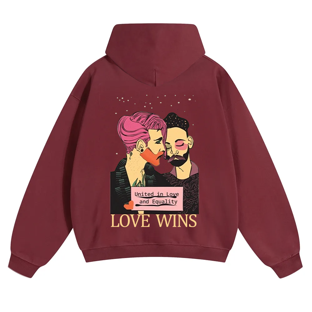 United in Love and Equality Love Wins Unisex Solid Color Hoodie wearishow