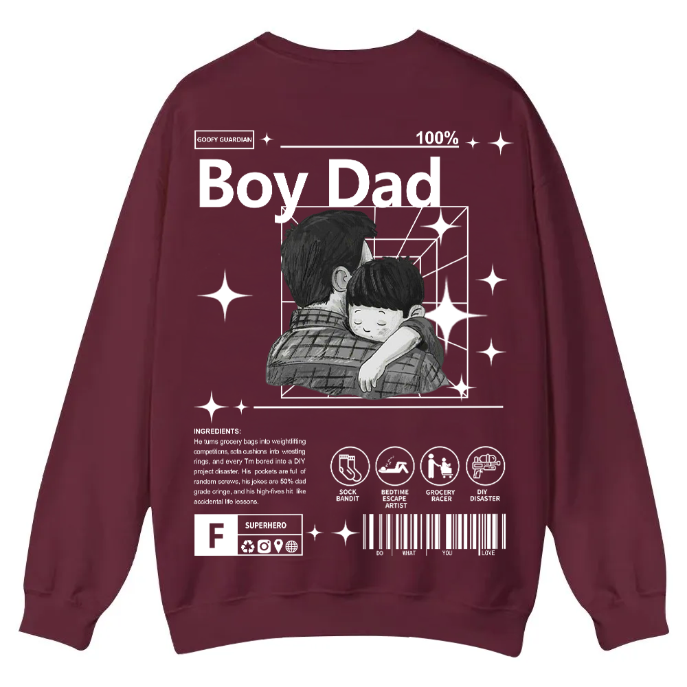 Boy Dad Casual Crewneck Sweatshirt wearishow