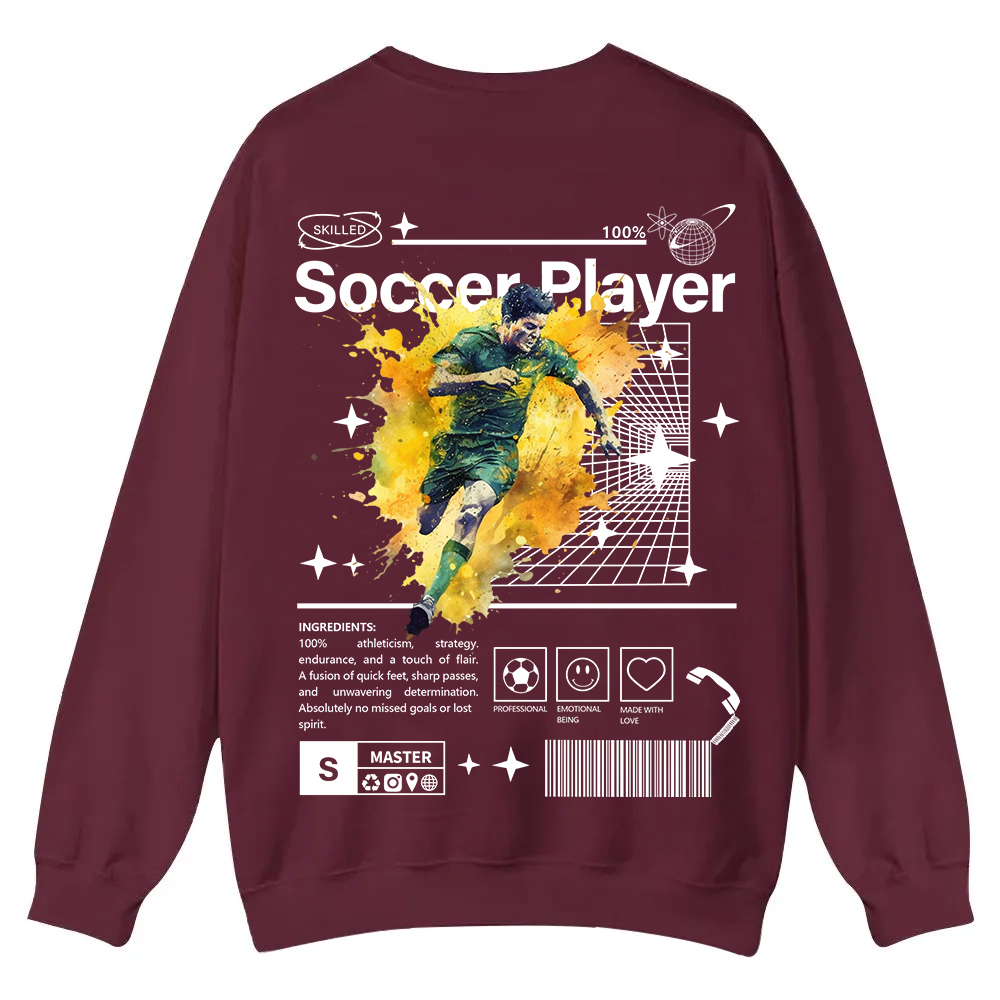 Soccer Player Casual Crewneck Sweatshirt wearishow