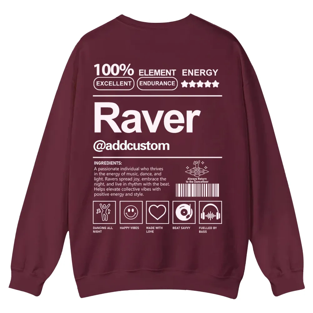 Addcustom Raver Casual Crewneck Sweatshirt wearishow