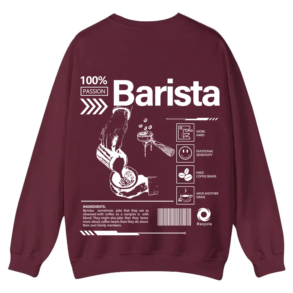 Barista Casual Crewneck Sweatshirt wearishow
