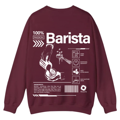 Barista Casual Crewneck Sweatshirt wearishow