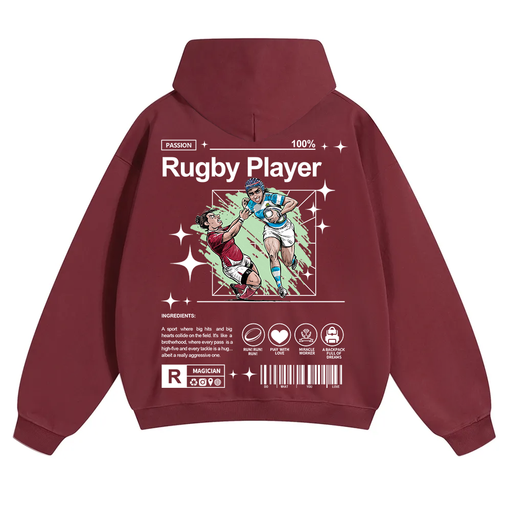 Rugby Player Unisex Solid Color Hoodie wearishow