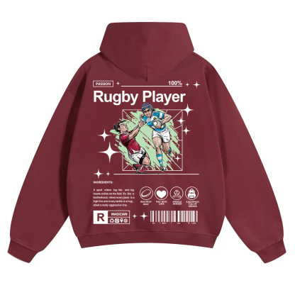 Rugby Player Unisex Solid Color Hoodie wearishow