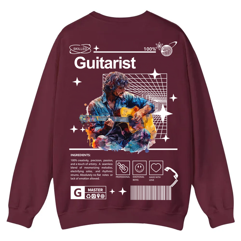 Guitarist Casual Crewneck Sweatshirt wearishow