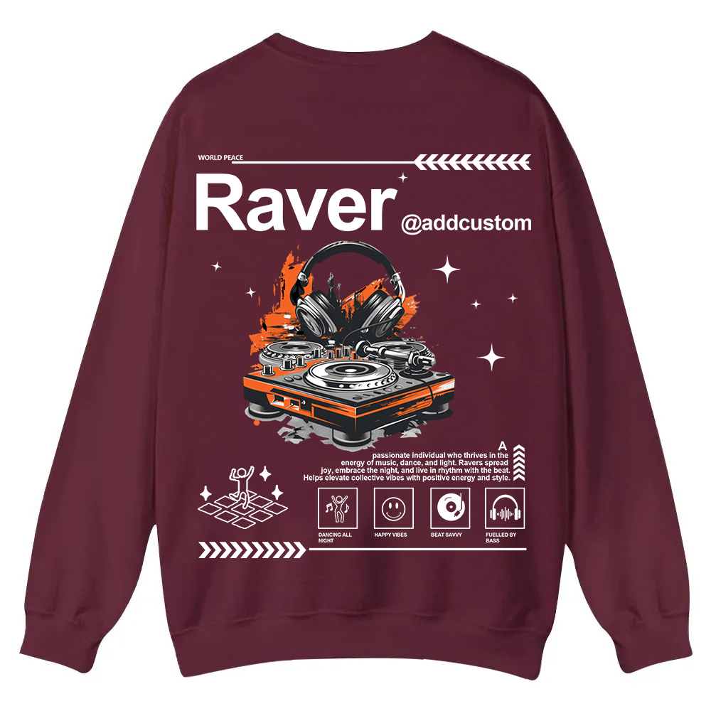 Addcustom Raver Casual Crewneck Sweatshirt wearishow