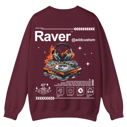 Addcustom Raver Casual Crewneck Sweatshirt wearishow