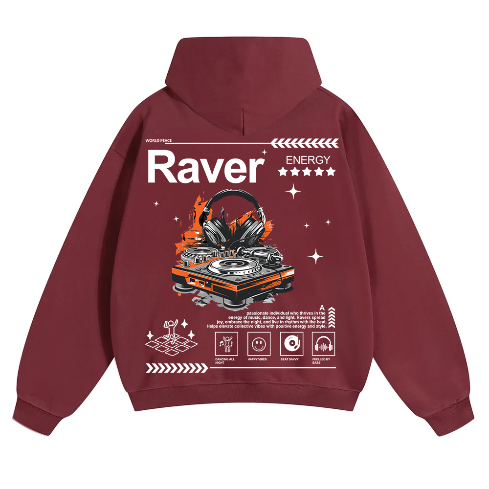 Raver Unisex Solid Color Hoodie wearishow