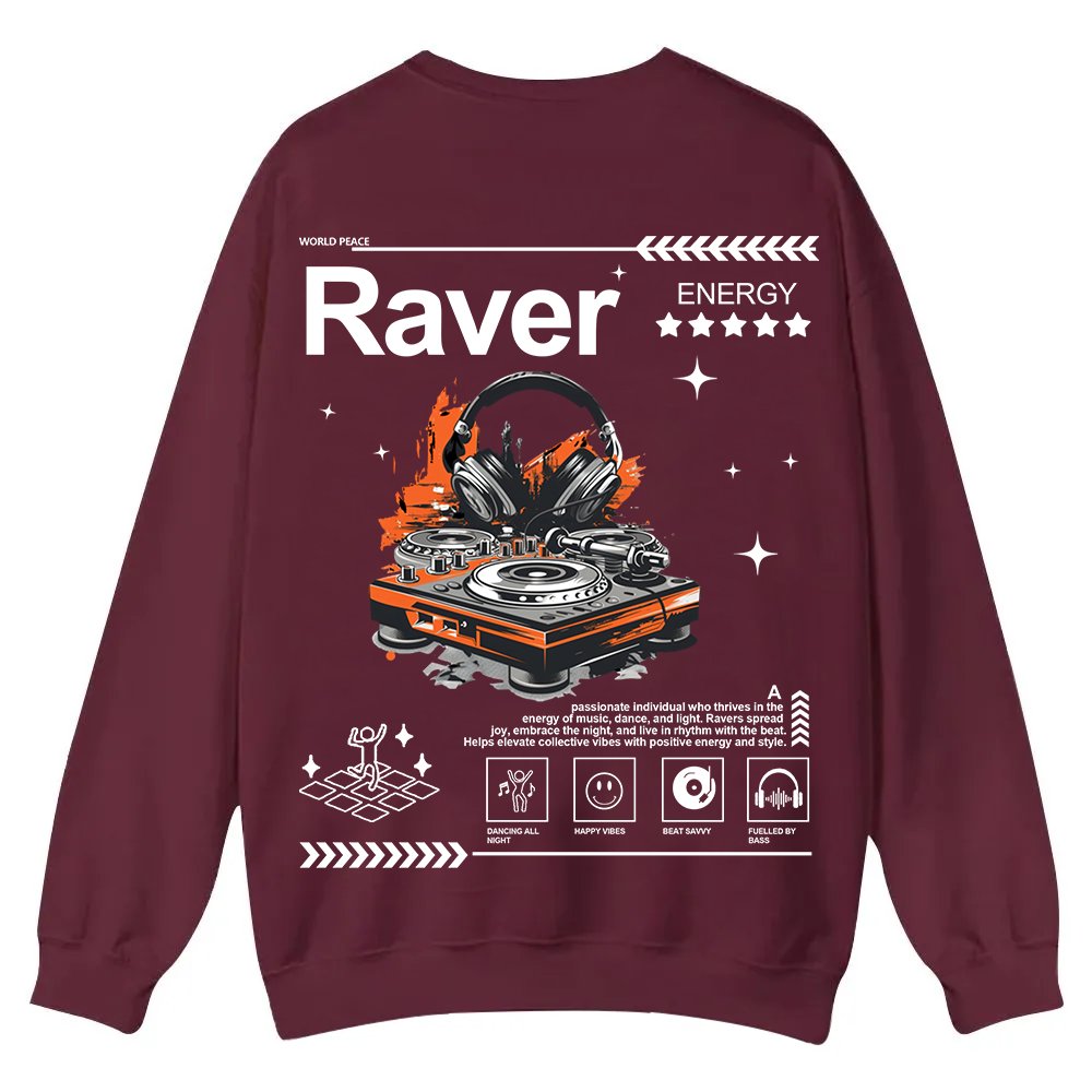 Raver Casual Crewneck Sweatshirt wearishow