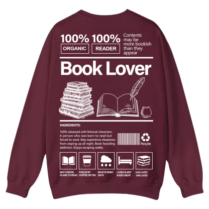 Book Lover Casual Crewneck Sweatshirt wearishow