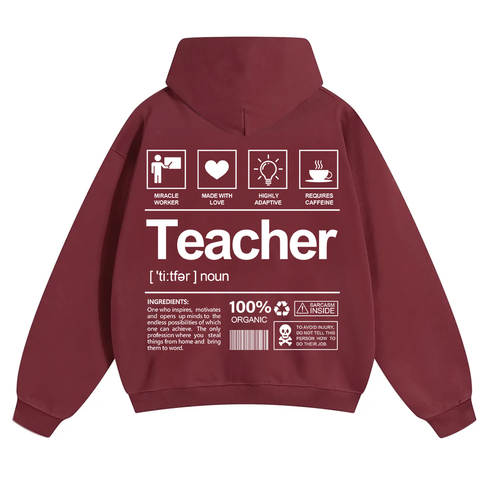 Teacher Unisex Solid Color Hoodie wearishow
