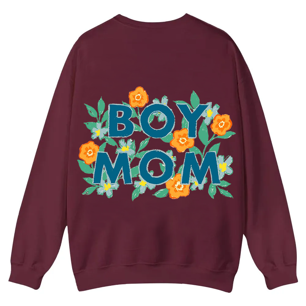 Boy Mom Casual Crewneck Sweatshirt wearishow