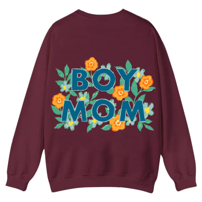 Boy Mom Casual Crewneck Sweatshirt wearishow