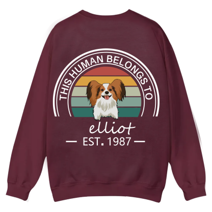 This Human Belongs To - Personalized Custom Unisex Casual Crewneck Sweatshirt