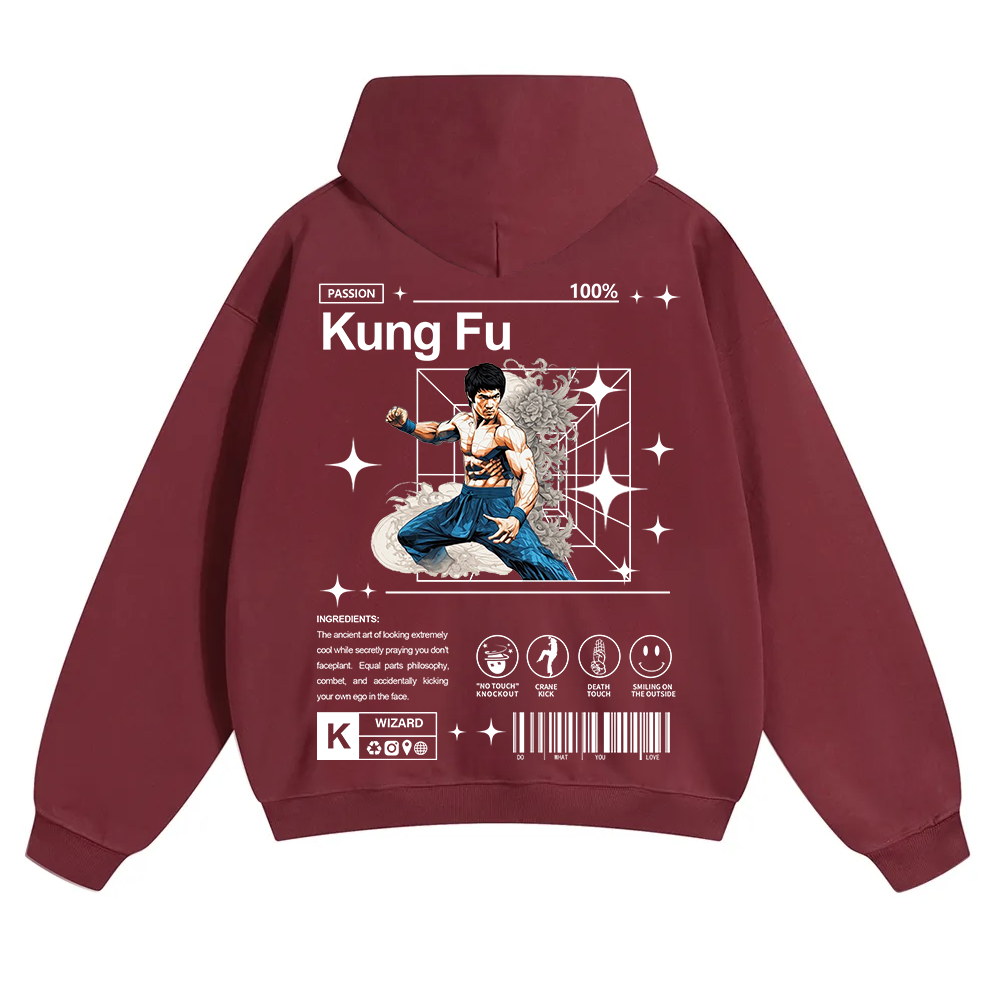 Kung Fu Unisex Solid Color Hoodie wearishow
