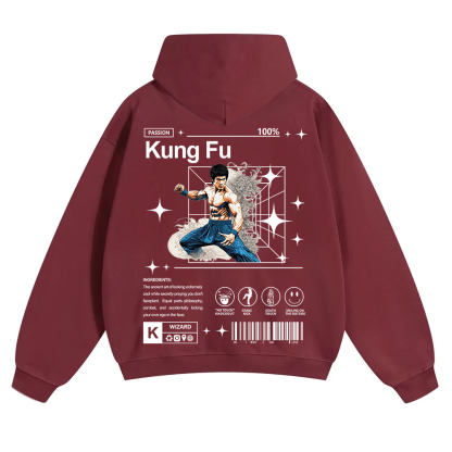 Kung Fu Unisex Solid Color Hoodie wearishow