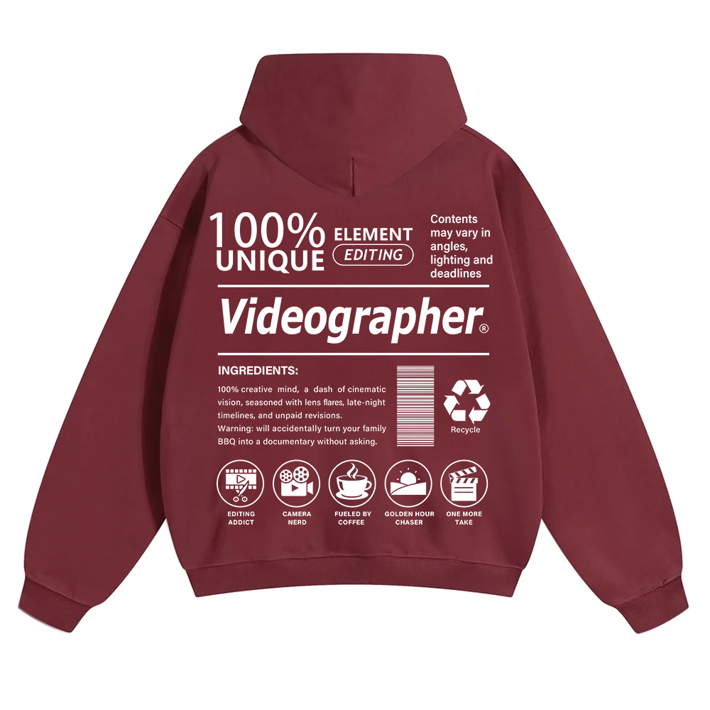 Videographer Unisex Solid Color Hoodie wearishow