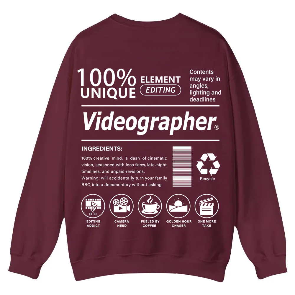 Videographer Casual Crewneck Sweatshirt wearishow wearishow