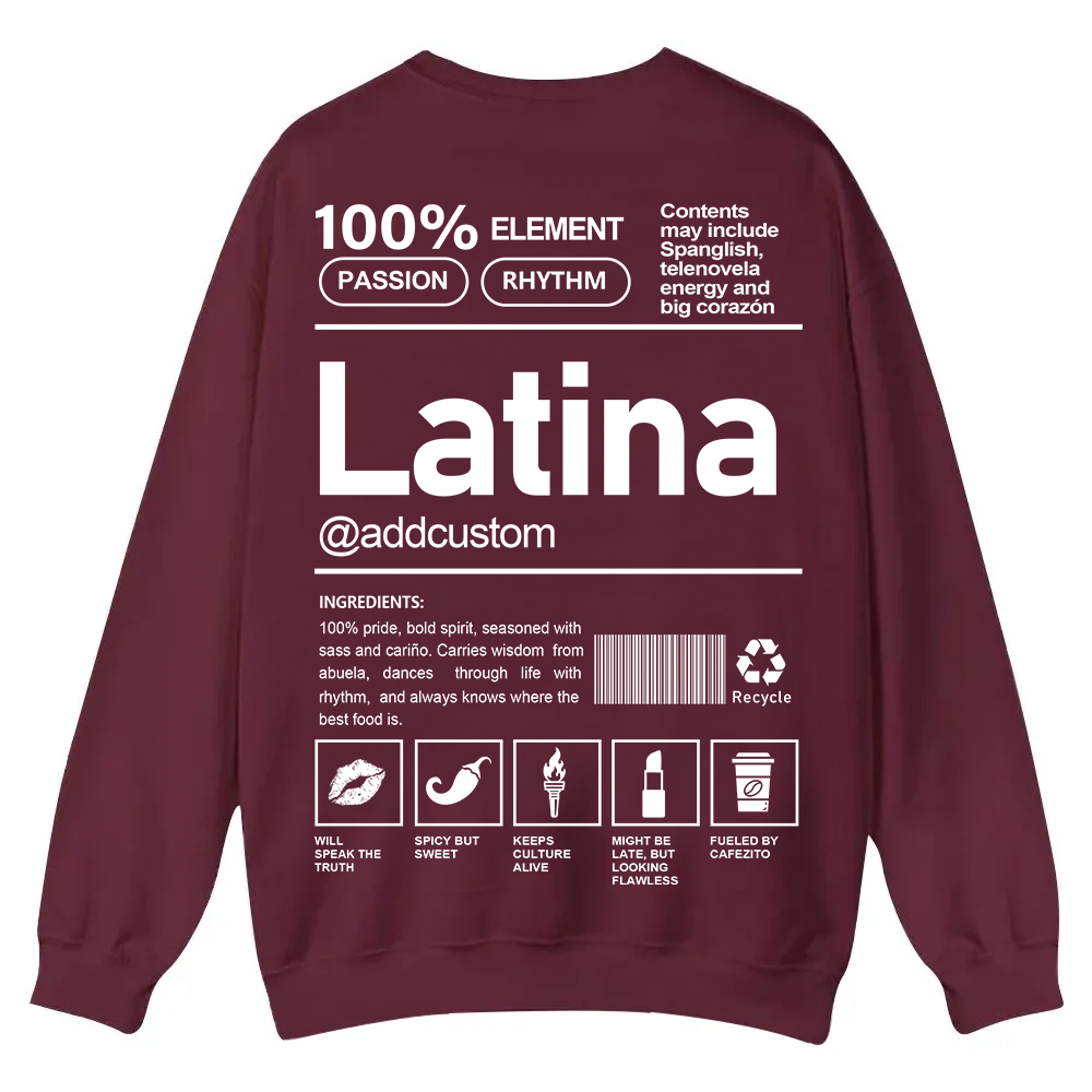 Latina Addcustom Unisex Fit  Casual Crewneck Sweatshirt wearishow