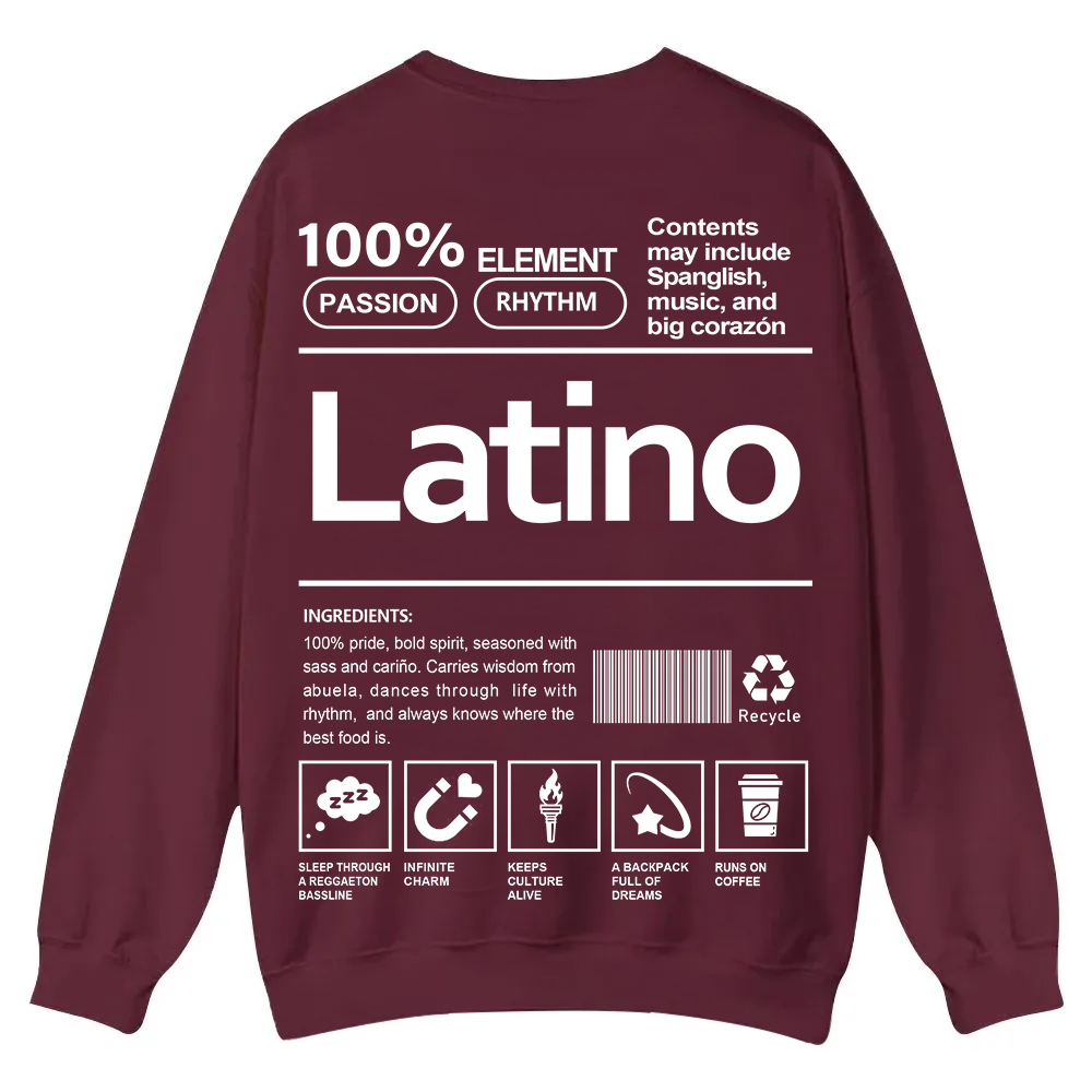 Latino Unisex Fit  Casual Crewneck Sweatshirt wearishow