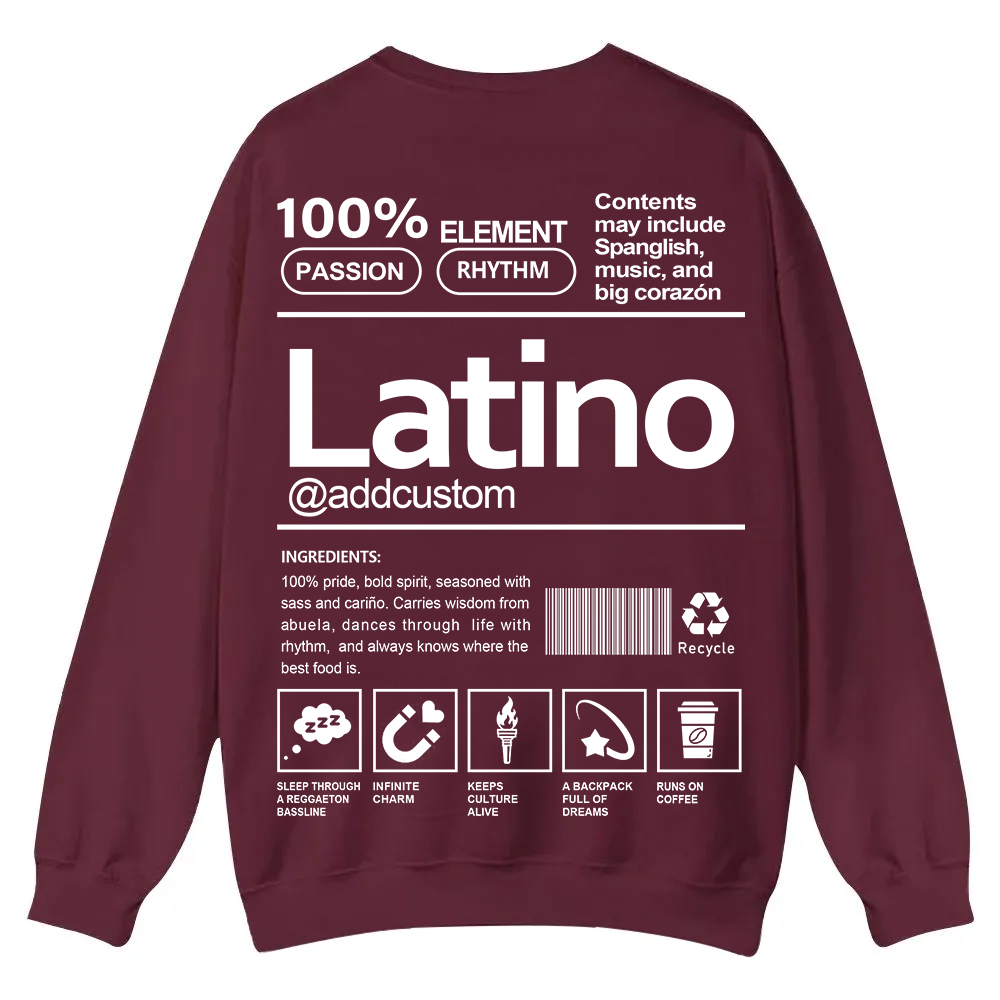 Latino Addcustom Unisex Fit  Casual Crewneck Sweatshirt wearishow