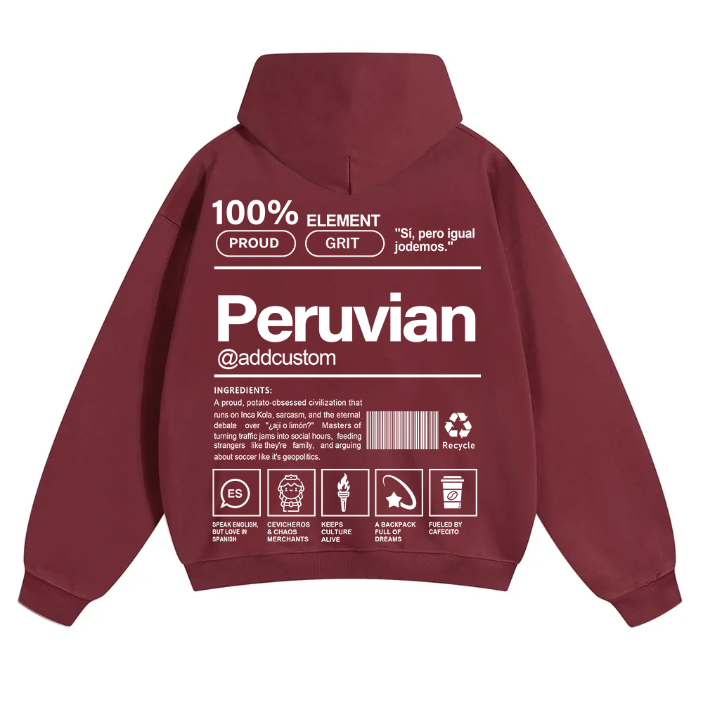 Peruvian Addcustom Unisex Fit Color Hoodie wearishow
