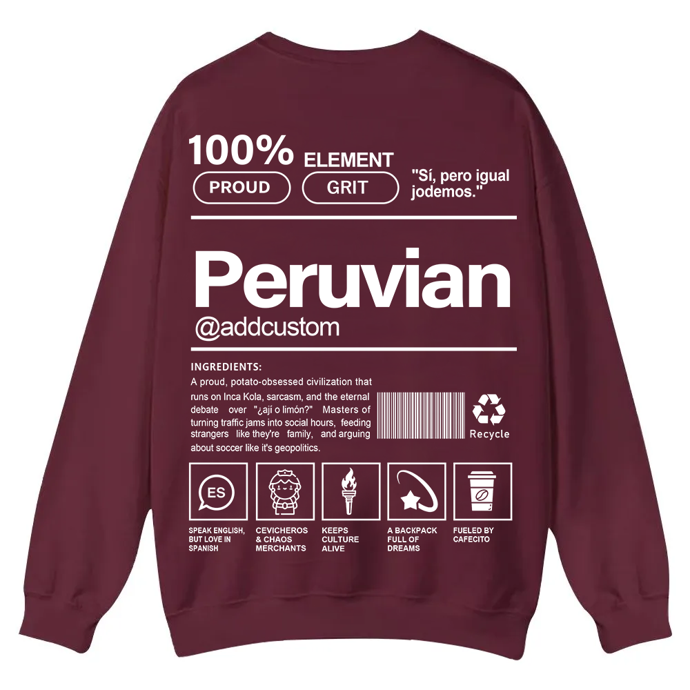Peruvian Addcustom Unisex Fit  Casual Crewneck Sweatshirt wearishow