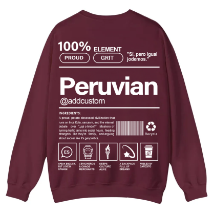 Peruvian Addcustom Unisex Fit  Casual Crewneck Sweatshirt wearishow