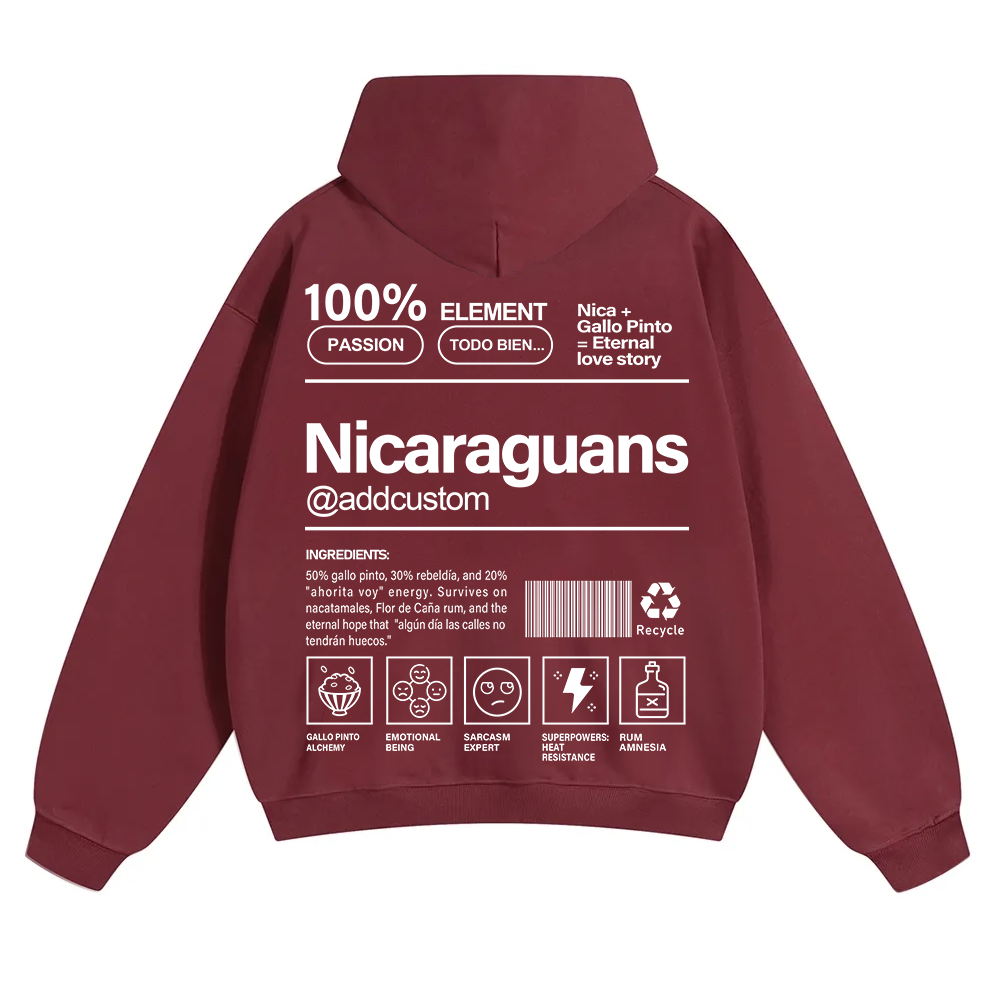 Nicaraguans Addcustom Unisex Fit Color Hoodie wearishow