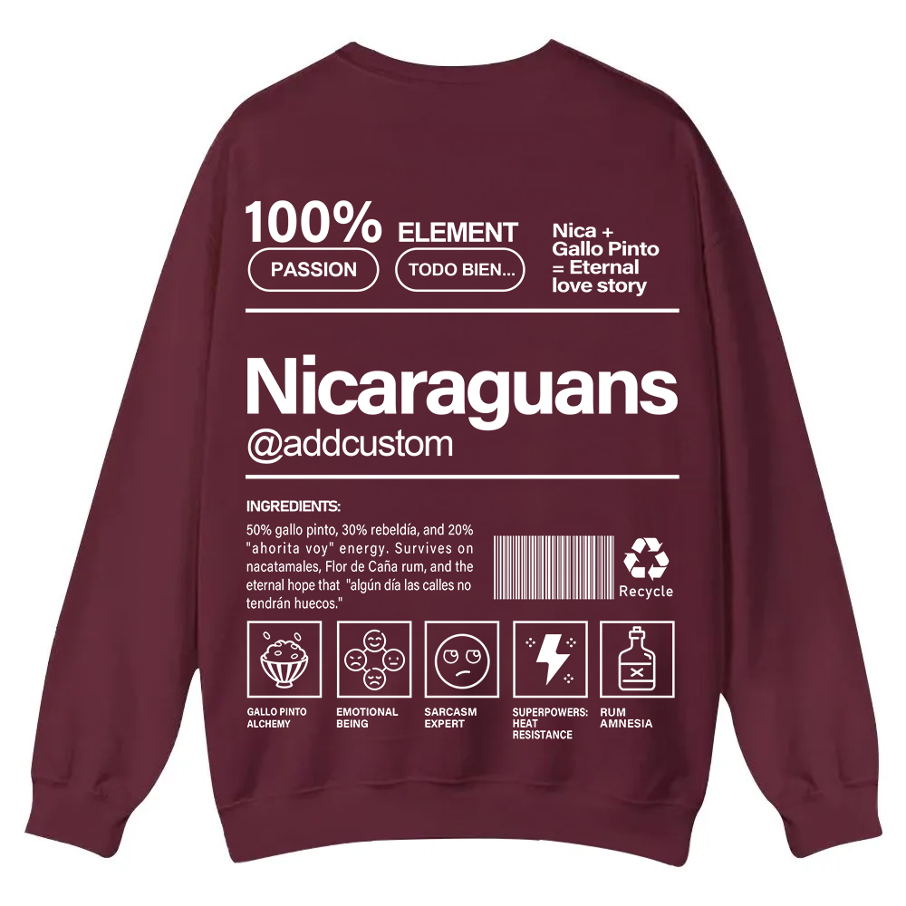 Nicaraguans Addcustom Unisex Fit  Casual Crewneck Sweatshirt wearishow