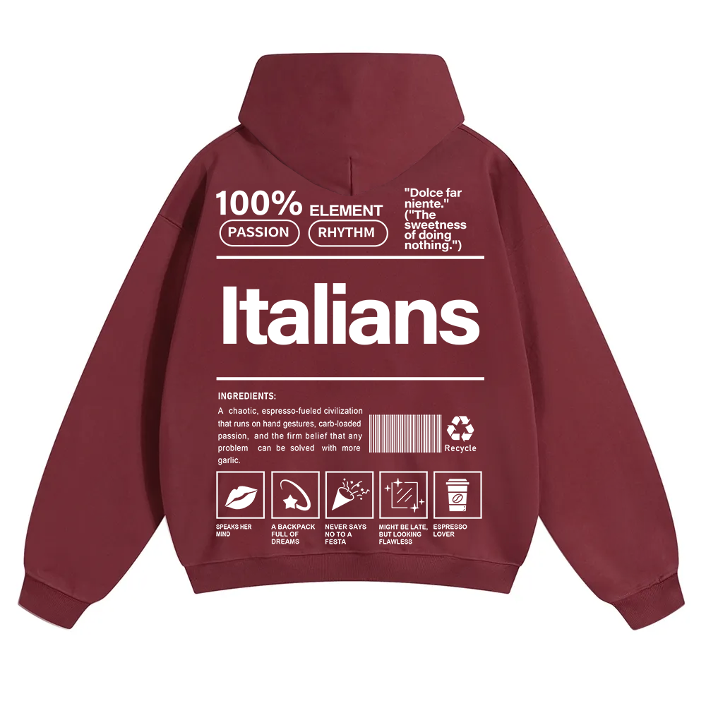 Italians Unisex Fit Color Hoodie wearishow