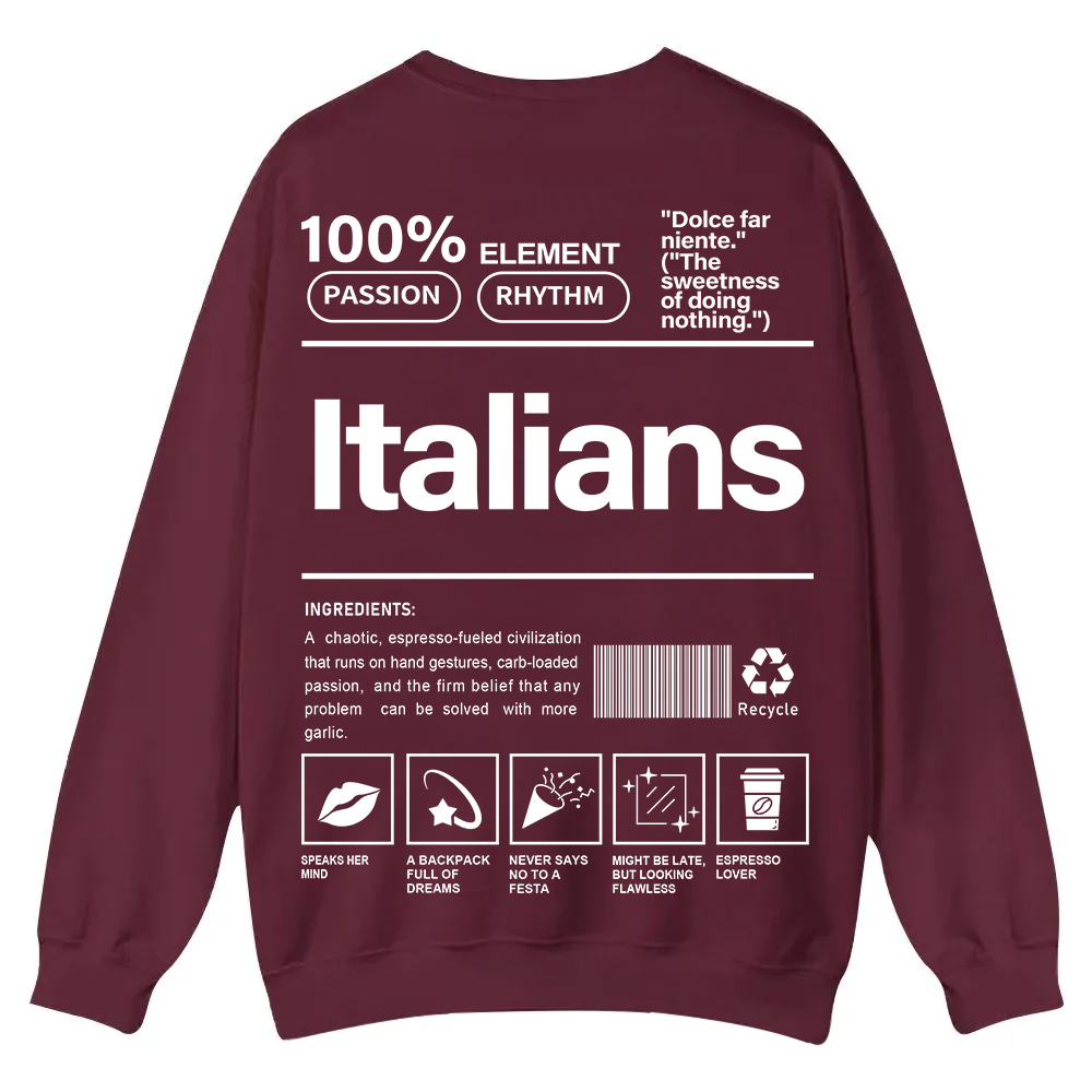 Italians Unisex Fit  Casual Crewneck Sweatshirt wearishow