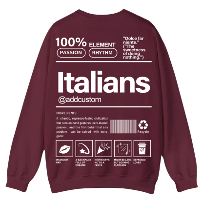 Italians Addcustom Unisex Fit  Casual Crewneck Sweatshirt wearishow