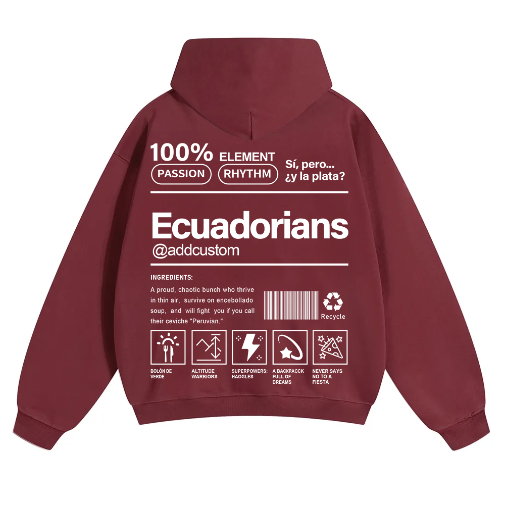 Ecuadorians Addcustom Unisex Fit Color Hoodie wearishow