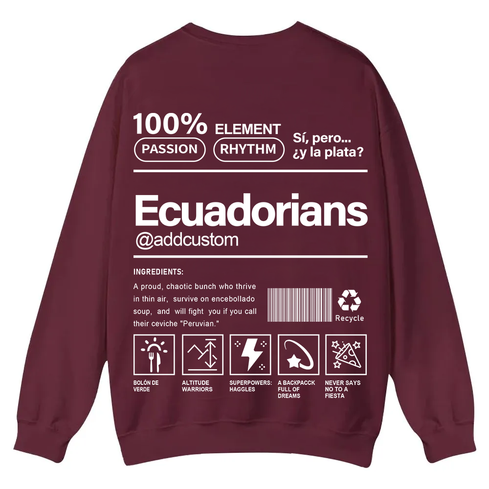Ecuadorians Addcustom Unisex Fit  Casual Crewneck Sweatshirt wearishow