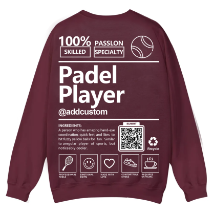 Padel player Addcustom QR Code Casual Crewneck Sweatshirt wearishow
